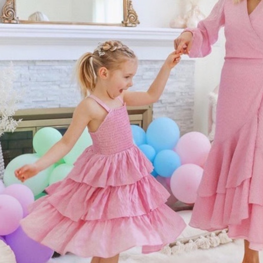 Rachel Parcell girls tiered dress pink